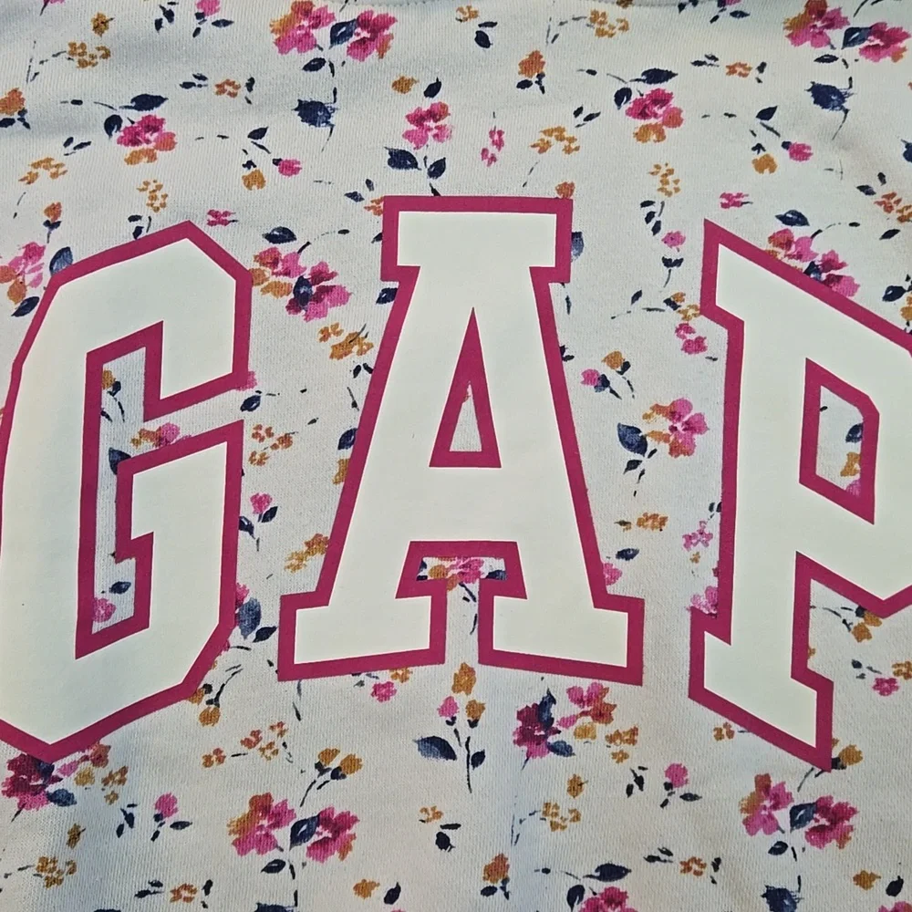 GAP Kids Floral Hoodie Cream Pink Cozy Sweatshirt Size 12 XL